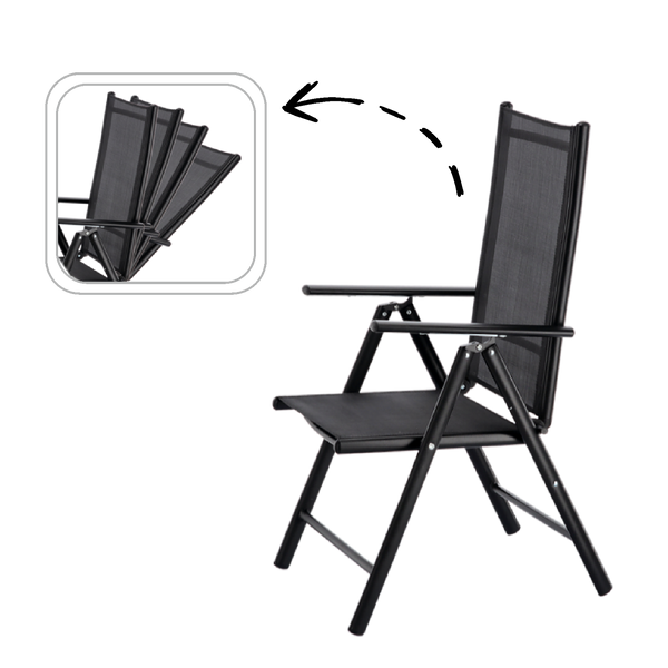 KRZESŁO OGRODOWE SKŁADANE ALUMINIUM 66 x 56 x 107 CM CZARNE