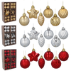 SET OF 47 BAUBLES 4-6 CM RED/GOLD/SILVER MIX DESIGNS