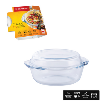 HEAT-RESISTANT ROUND DISH 1.7L WITH LID