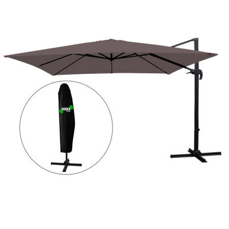 PARASOL OGRODOWY "ROMA" 3 x 3 M KAKAOWY Z POKROWCEM *4866