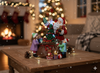 CHRISTMAS MUSIC BOX LED SANTA WITH TREE AND PRESENTS