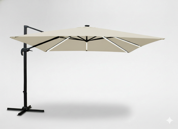 PARASOL OGRODOWY 3 x 4 M BEŻOWY "ROMA" Z POKROWCEM Z LED