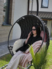 HANGING CHAIR TABANI - ČERNÝ, TMAVĚ ŠEDÝ POLŠTÁŘ, ČERNÝ RÁM *0039