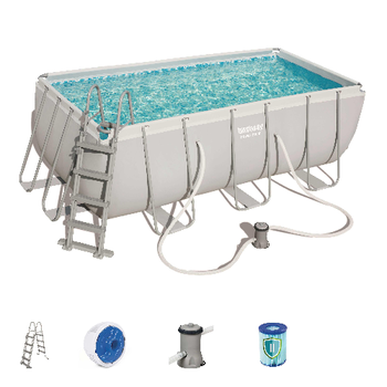 PISCINĂ CU CADRU 4,12 X 2,01 X 1,22 M (PISCINĂ, POMPĂ DE FILTRARE, SCARĂ, DOZATOR) *6240
