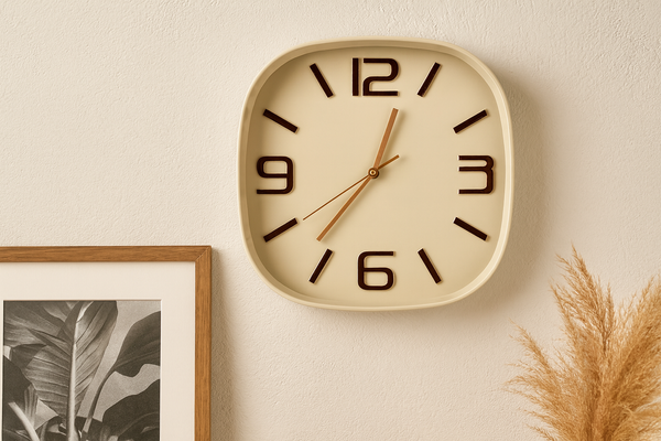 ZEGAR WISZĄCY KWADRATOWY 30,3 x 30,3 x 5,7 CM BEŻOWY/NIEBIESKI *5531