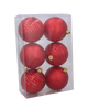 SET OF 6 BAUBLES 8 CM RED/GOLD/SILVER