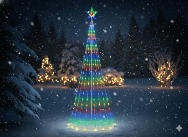 LED CONE CHRISTMAS TREE WITH STAR 1,8M 320L MULTICOLOR IP44