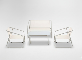 GARDEN FURNITURE SET - SOFA, 2 CHAIRS, TABLE - BEIGE