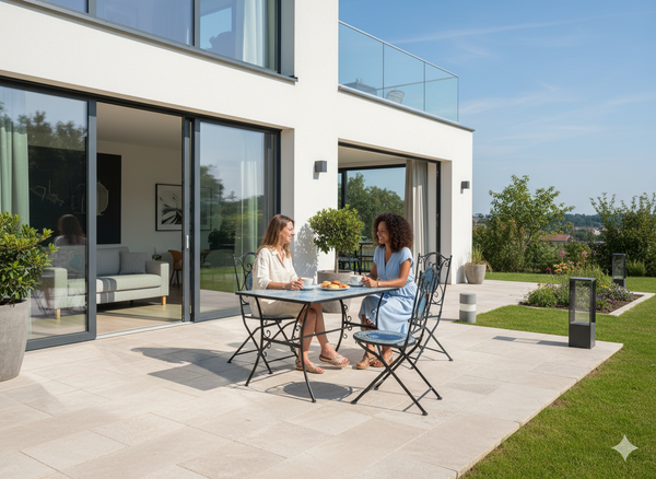 ZESTAW MEBLI OGRODOWYCH METALOWYCH MOZAIKA "OKEANOS" STÓŁ + 4 KRZESŁA