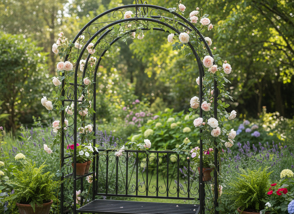 PERGOLA OGRODOWA Z ŁAWKĄ 130 x 48 x 238 CM