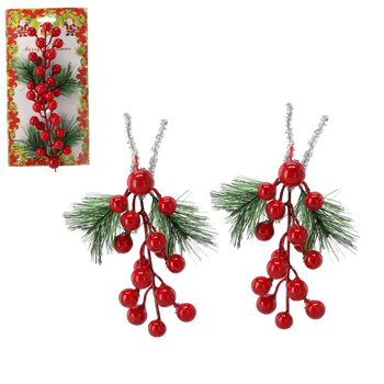 SET OF 2 DECORATIVE BRANCHES 11 X 15 CM WITH MOUNTAIN ASH