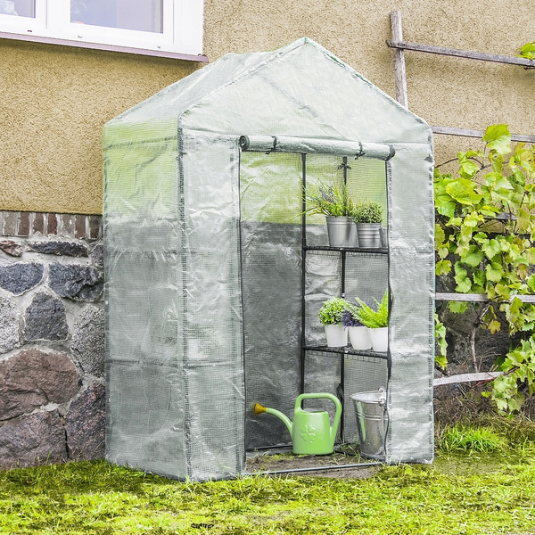 Garden Greenhouse with Shelves White 140 x 73 x 200 CM