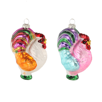GLASS BAUBLE - ROOSTER MIX COLORS 5,9 x 8,5 x 4,3 CM