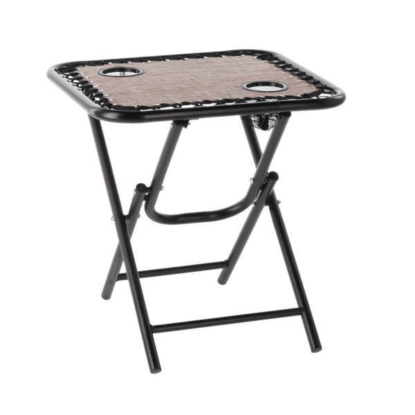 Skládací turistický stůl 50 x 50 x 50 cm s držáky na nápoje hnědý *2746