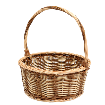 RATTANOVÝ KOŠ 34 x 34 x 15/39 CM S RÚČKOU PRÍRODNOU - HNEDÁ *7015