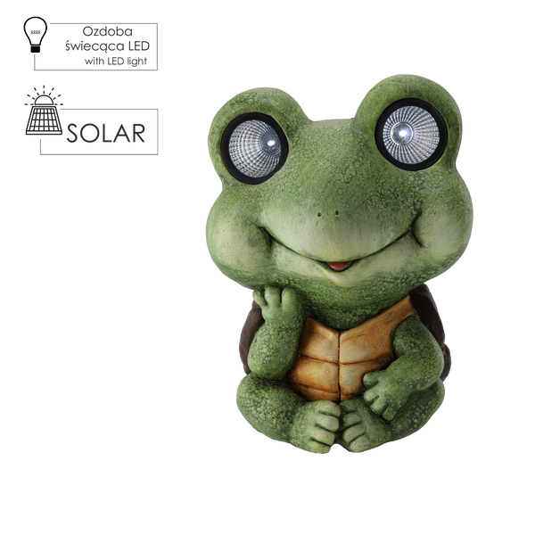 FIGURKA OGRODOWA - ŻÓŁW ZE ŚWIECĄCYMI OCZAMI 27 x 21 x 36 CM LED *7126