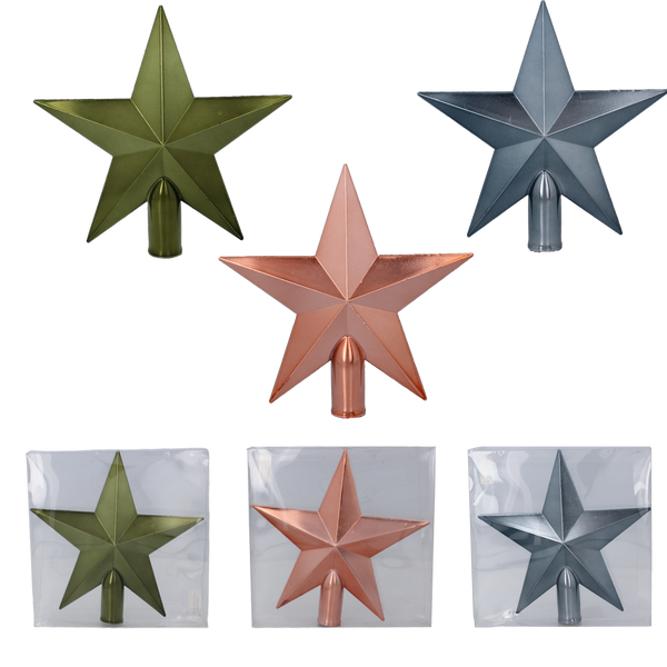 TREE TOPPER 20 CM STAR OLIVE/COPPER/GRAPHITE
