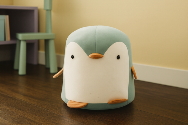 POUFF PENGUIN BLUE 28 x 34 CM