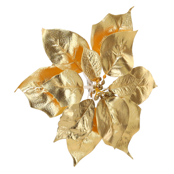 ARTIFICIAL FLOWER - POINSETTIA 25 CM ON CLIP GOLD