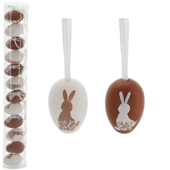 SET OF 12 EASTER EGGS WITH RABBIT ASSORTED 2 COLORS TUBE