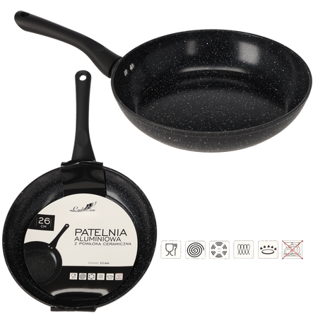 PATELNIA ALUMINIOWA 26 CM 2,5 MM Z POWŁOKĄ CERAMICZNĄ (INDUKCJA) *6412