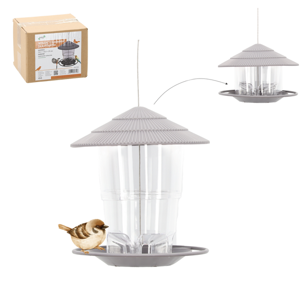 HANGING PLASTIC BIRD FEEDER 16.5 X 16.5 X 19 CM