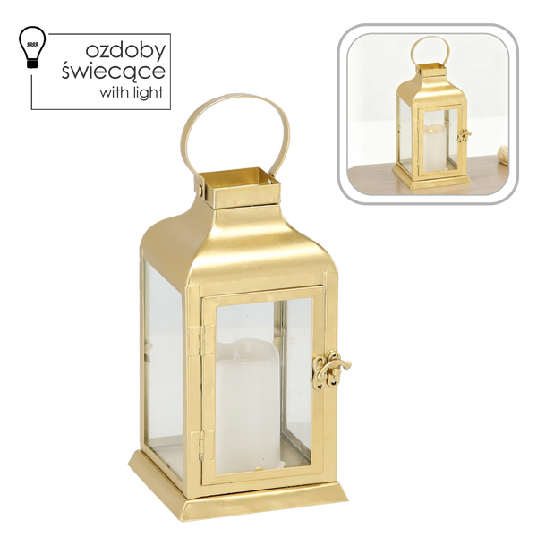LANTERNĂ 11 x 11 x 22 CM LED METALIC AURIE *0900