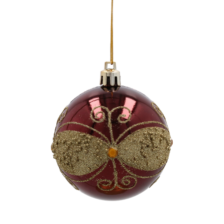 SET 6 BOLURI DE CRĂCIUN BURGUND 7 CM MIX DE MODELE *5782