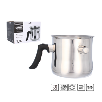 GARNEK DO MLEKA / TOPIENIA WOSKU PSZCZELEGO NA ŚWIECE Z GWIZDKIEM 1,5L *2575