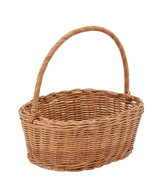 RATTAN BASKET 27.5 x 20.5 x 10.5/27 CM WITH HANDLE WHITE / BROWN