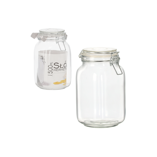 GLASS JAR WITH IRON CLIPS AND SILICON PAD