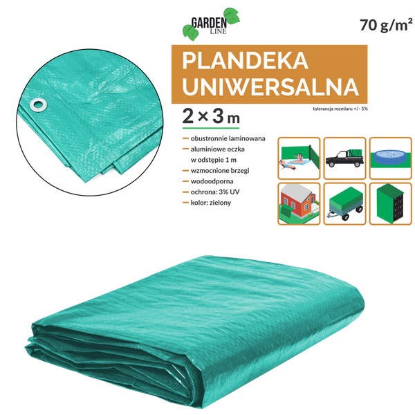 Tarpaulin 2 x 3 M (+/- 5%) 70GSM 3%UV GREEN