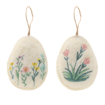 OZDOBA WIELKANOCNA - ZAWIESZKA 7 x 2,5 x 9,5 CM JAJKO W KWIATY MIX 2 WZORÓW opak=12szt *9045