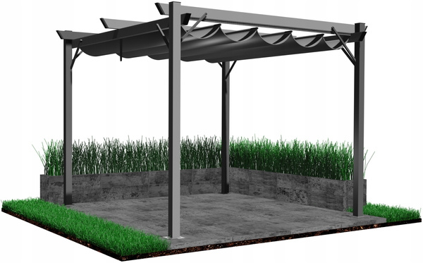 ŠEDÁ ZÁHRADNÍ PERGOLA 3 X 3M 2.95 x 2.95 x H2.3m *5682