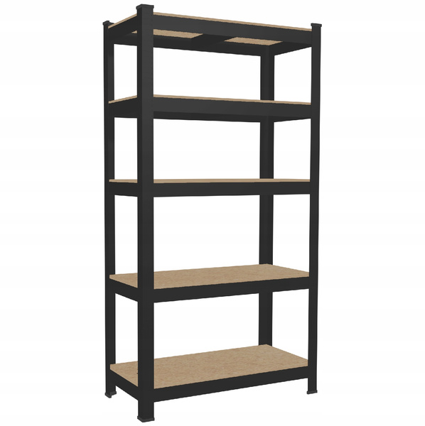 REGAŁ 5-POZIOMOWY 180 x 90 x 40 CM CZARNY UDŹWIG PÓŁKI: 175 KG *7392