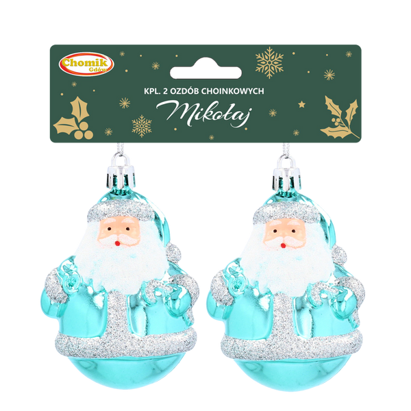 SET OF 2 CHRISTMAS TREE DECORATIONS SANTA