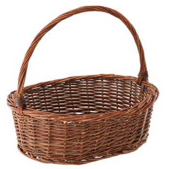 KOSZYK WIKLINOWY 49 x 38 x 16/42 CM Z RĄCZKĄ - BRĄZOWY *8505