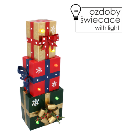 ORNAMENT DE CRĂCIUN - CADOURI SQUARE DIN METAL CU LED 17 x 15 x 47 CM *5227