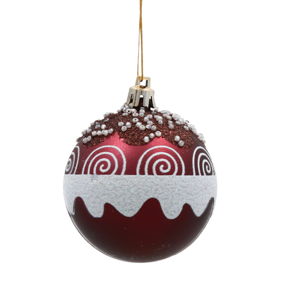 SET 6 BOLURI DE CRĂCIUN BURGUND 7 CM MIX DE MODELE *5782