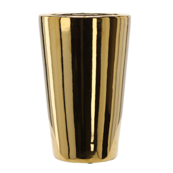 CERAMIC COVER FOR A POT 32,5 x 32,5 x 53,5 CM CM GOLD SMOOTH