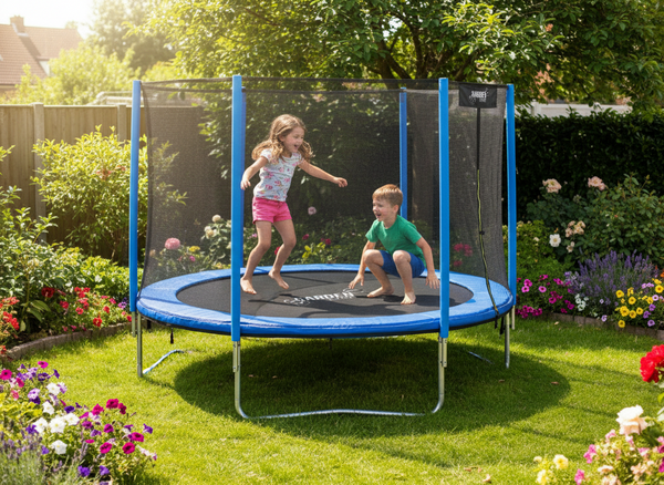 TRAMPOLINA 10FT 312 CM Z DRABINKĄ I SIATKĄ ZABEZPIECZAJĄCĄ 