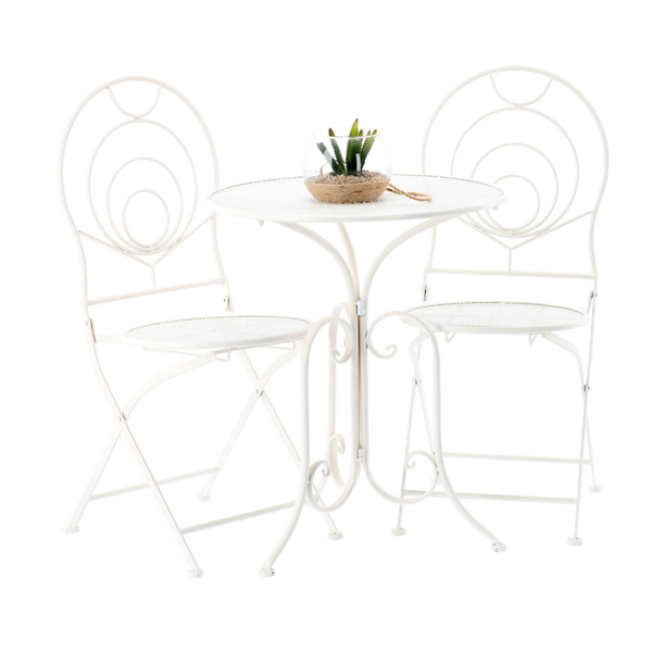 METAL GARDEN FURNITURE SET "LINDA" TABLE + 2 CHAIRS *8237