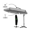 PARASOL OGRODOWY 3 M SZARY "BANANA" Z POKROWCEM Z LED