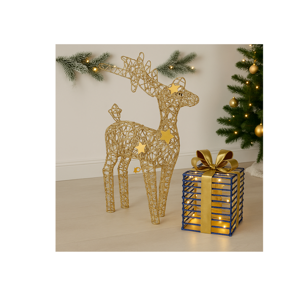 Vianočná dekorácia - sob LED 50 cm šampanské zlato *6260