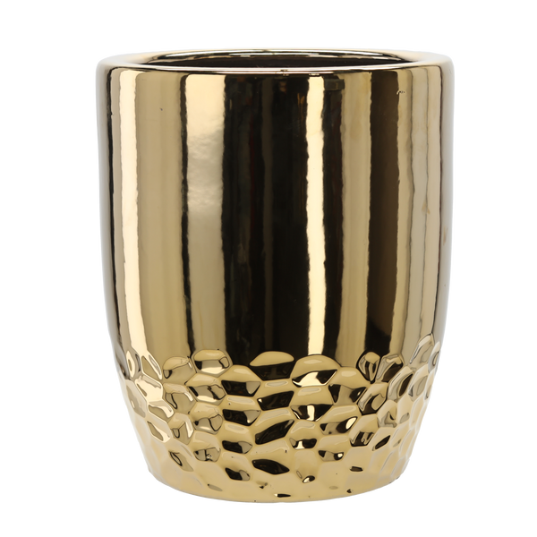 CERAMIC COVER FOR A POT 31,5 x 31,5 x 38,5 CM GOLD SEMI-SMOOTH