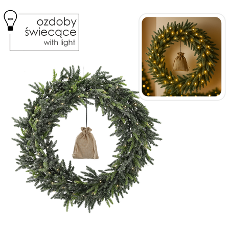 CHRISTMAS WREATH 50 CM SNOWED WITH LED