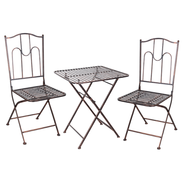 SET DE MOBILIER PENTRU GRĂDINĂ BRONZ ANTIC (MESA PATRATĂ + 2 SCAUNE) *1463