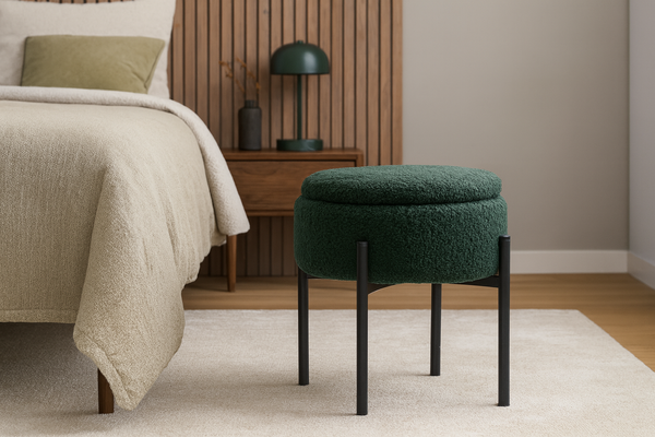 POUFF ROUND WITH METAL LEGS 28 x 31 CM GREEN