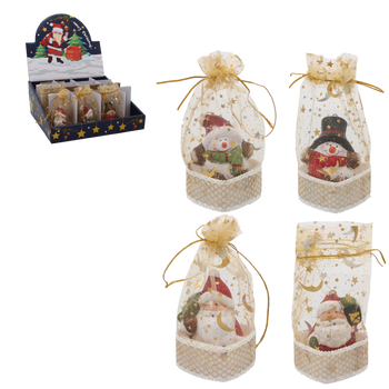 FIGURKA BOŻONAR. – MIKOŁAJ / BAŁWANEK W WORECZKU 4 x 3 x 6 CM opak=16 szt *5104