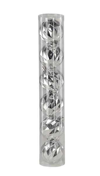 SET OF 6 SHINY BAUBLES 6 CM RED/GOLD/SILVER